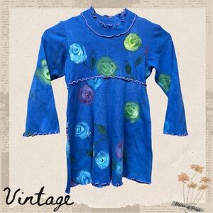 Vintage Hand-Painted Indygo Artwear Dress – 90s/Y2K – Estimated 4T